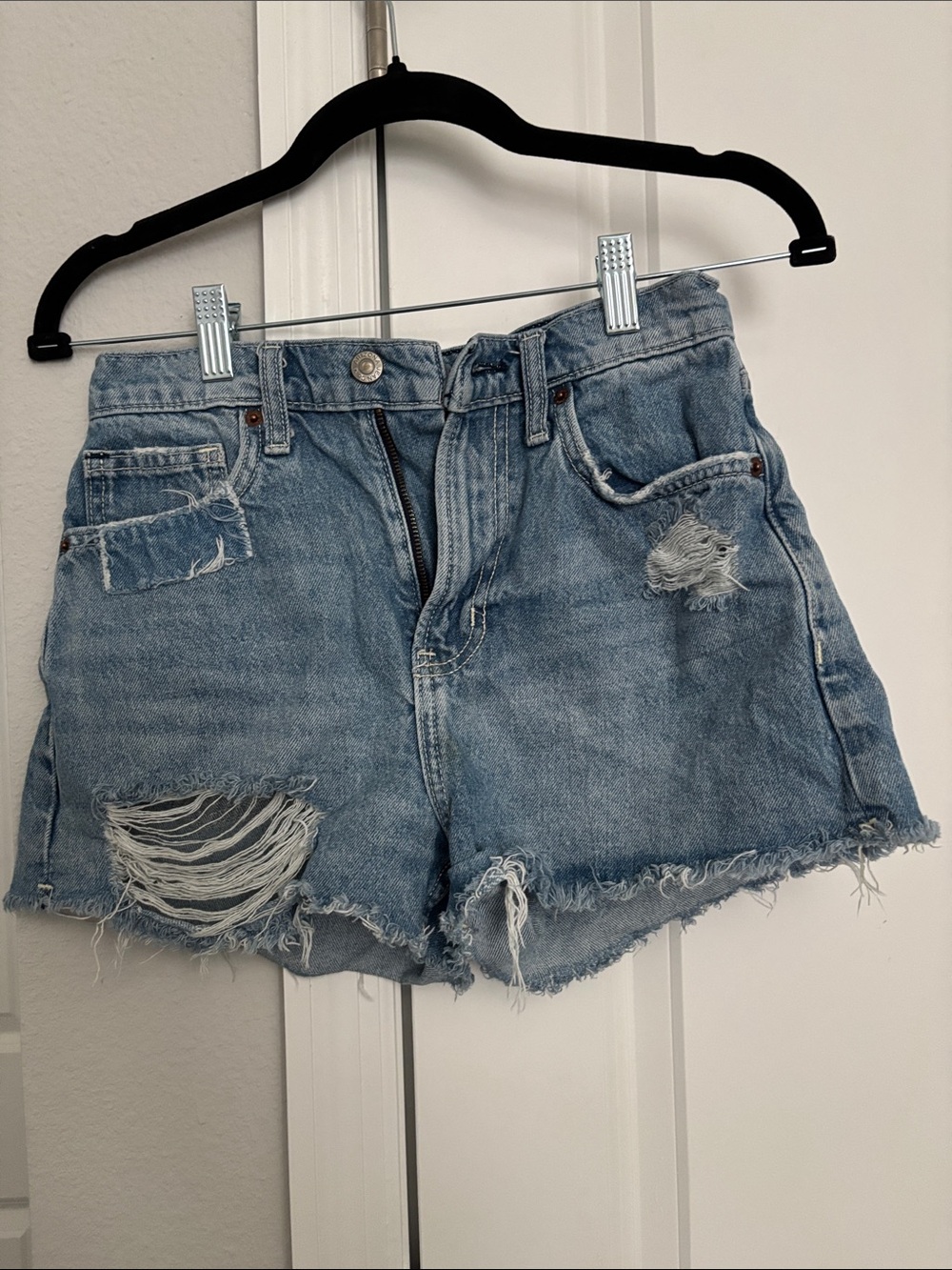 Arizona Jean Company Light Blue Distressed Denim Shorts